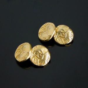 Vtg Donna Karan Cufflinks DK Co Abstract Modern Satin Finish Dbl-Sided